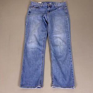 Gap 1969 Real Straight Jeans Women's Size 30 Zuma Blue Mid Rise Stretch Denim‎